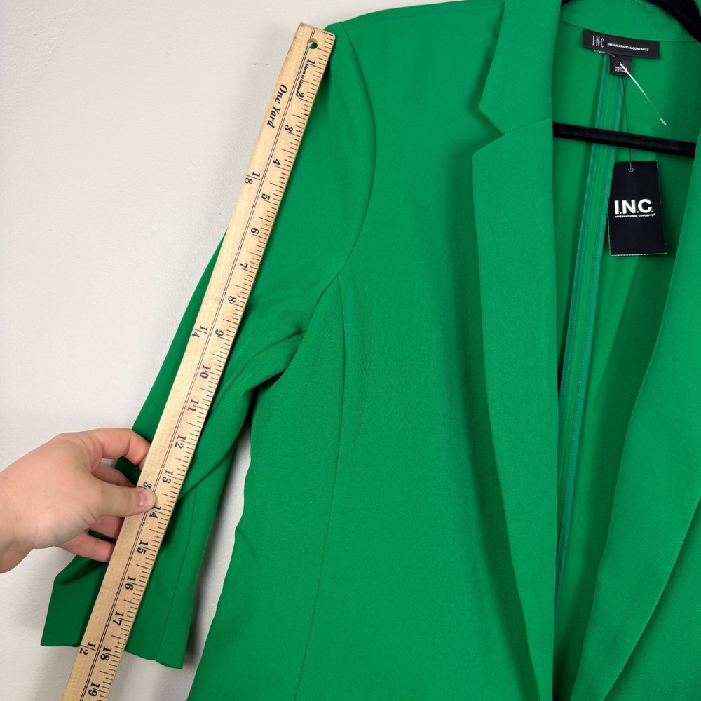 International Concepts Blazer Jacket Womens L Green Classic Notch Lapel Collared - Picture 14 of 16